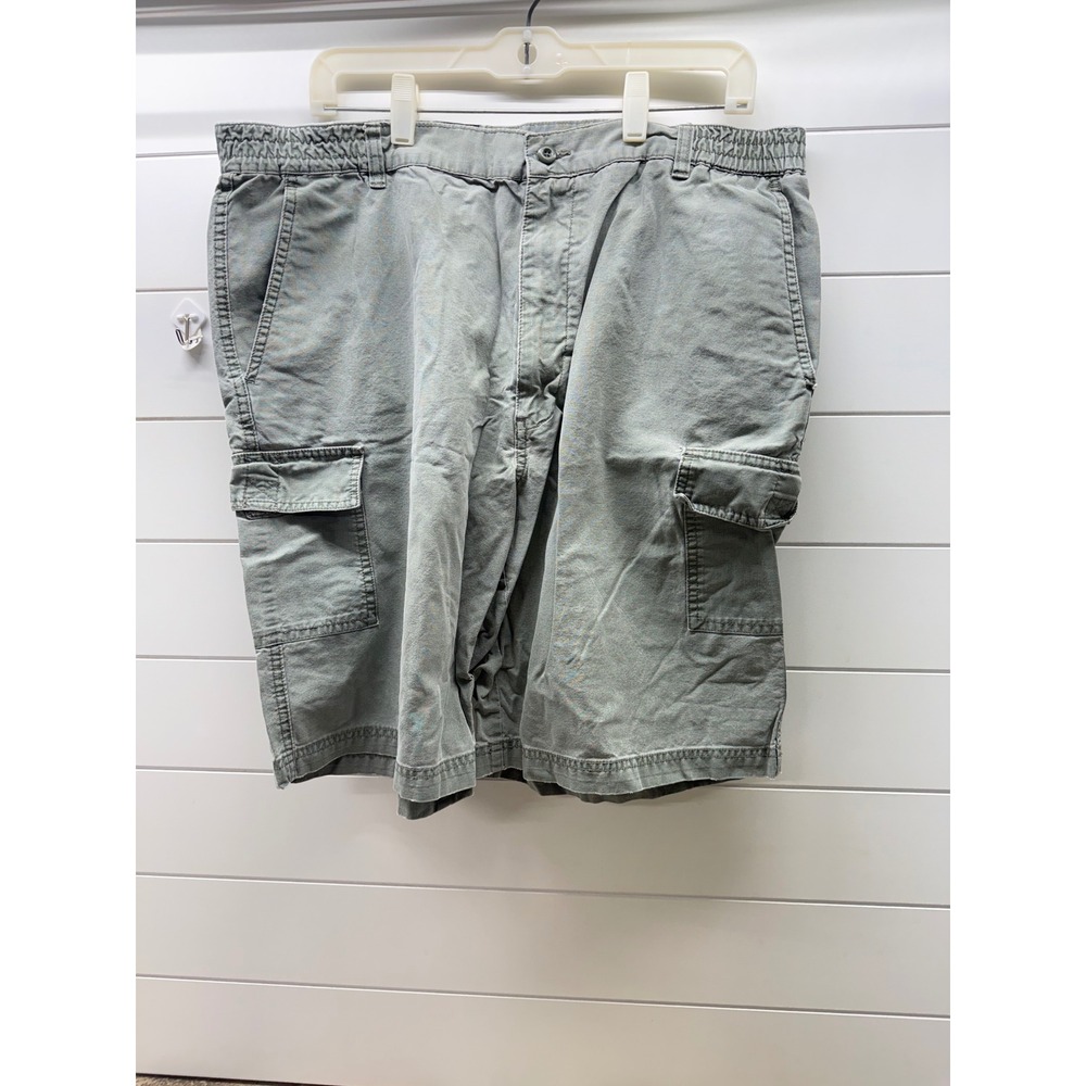 Natural Issue Mens Olive Green Cotton Cargo Shorts Elastic Waist Size 36